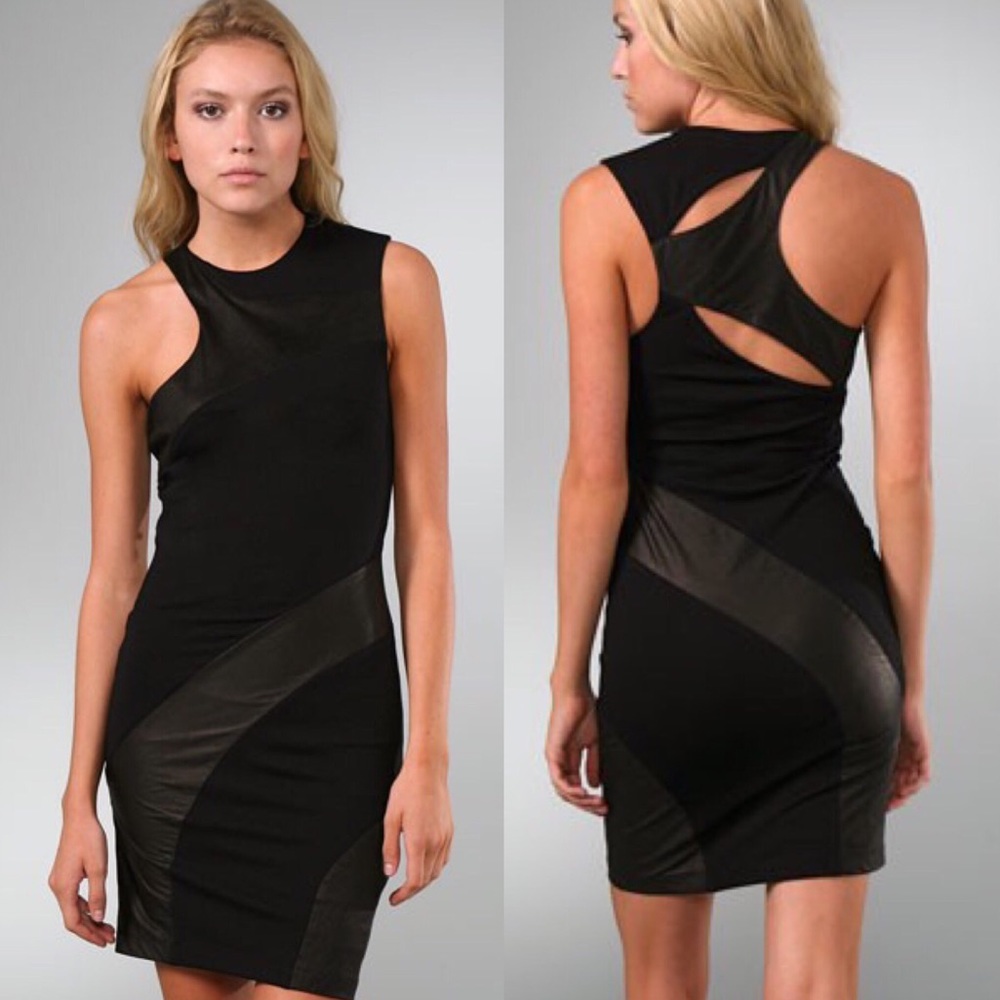 Alice + Olivia Sheera Pointe Cutout Dress Leather